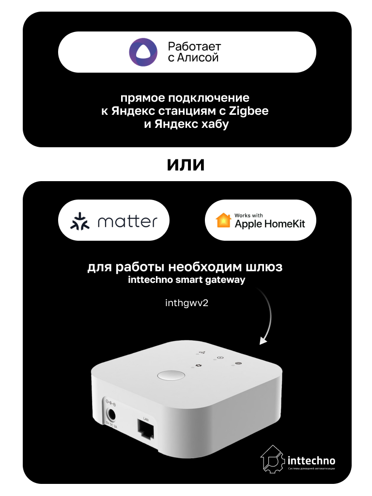 Inttechno INTZBACSW2CH Умный настенный выключатель 2-клавишный