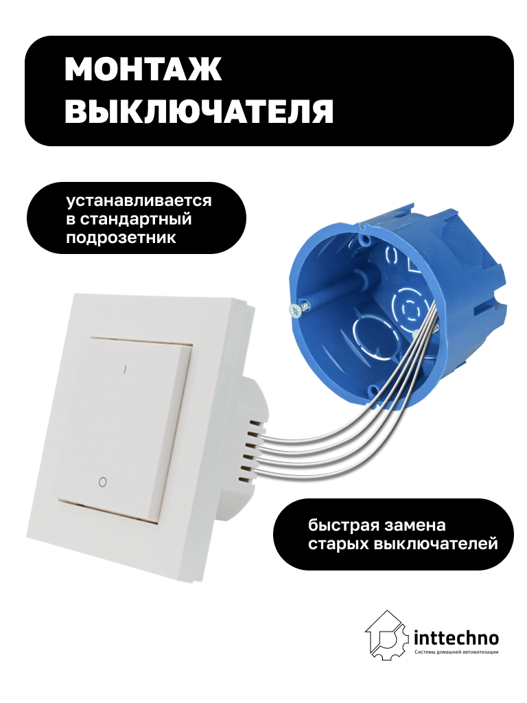Inttechno INTZBACSW2CH Умный настенный выключатель 2-клавишный